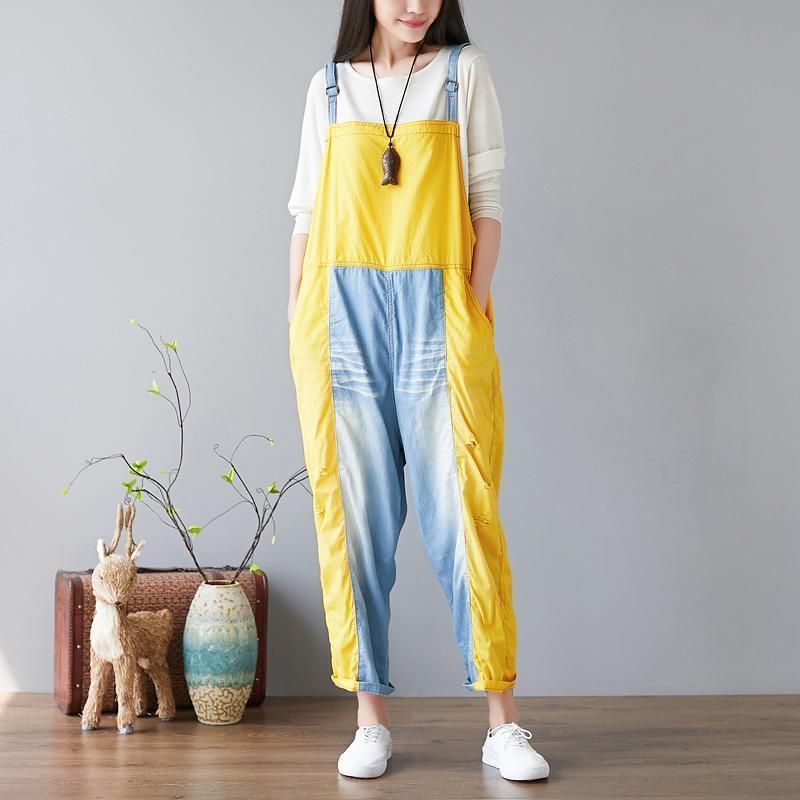 Snoep Kleur Splicing Gaten Verstelbare Sling Rompertjes Jumpsuits