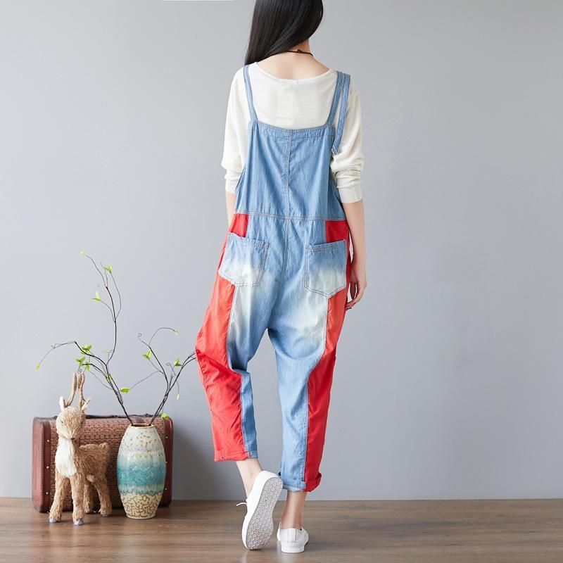 Snoep Kleur Splicing Gaten Verstelbare Sling Rompertjes Jumpsuits