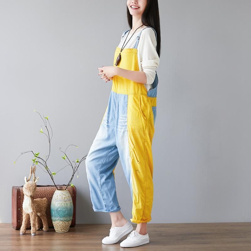 Snoep Kleur Splicing Gaten Verstelbare Sling Rompertjes Jumpsuits