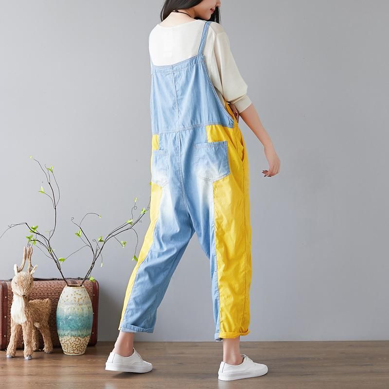 Snoep Kleur Splicing Gaten Verstelbare Sling Rompertjes Jumpsuits