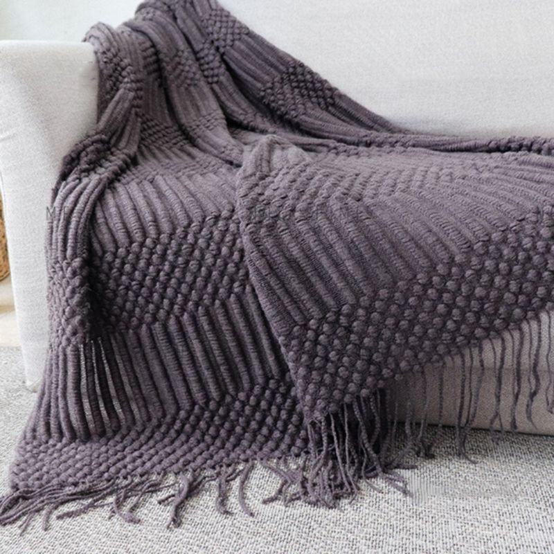 Nordic Effen Kleur Sofa Kwastje Deken | Interieurdecoratie