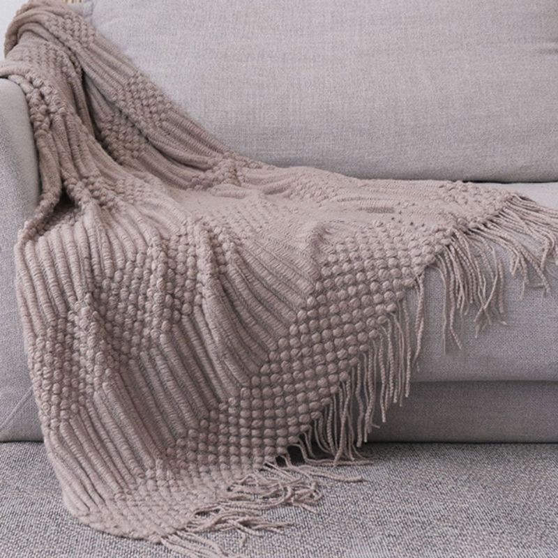Nordic Effen Kleur Sofa Kwastje Deken | Interieurdecoratie