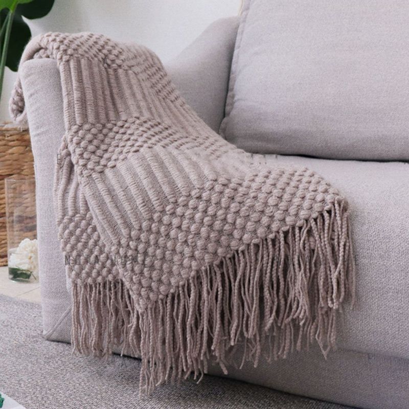 Nordic Effen Kleur Sofa Kwastje Deken | Interieurdecoratie