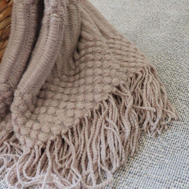 Nordic Effen Kleur Sofa Kwastje Deken | Interieurdecoratie