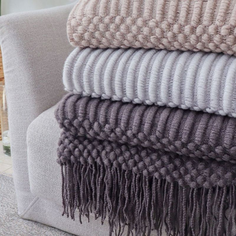 Nordic Effen Kleur Sofa Kwastje Deken | Interieurdecoratie