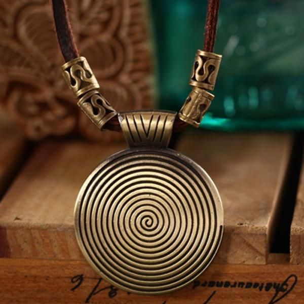 Retro Accessoires Leren Ketting Ronde Kettingen