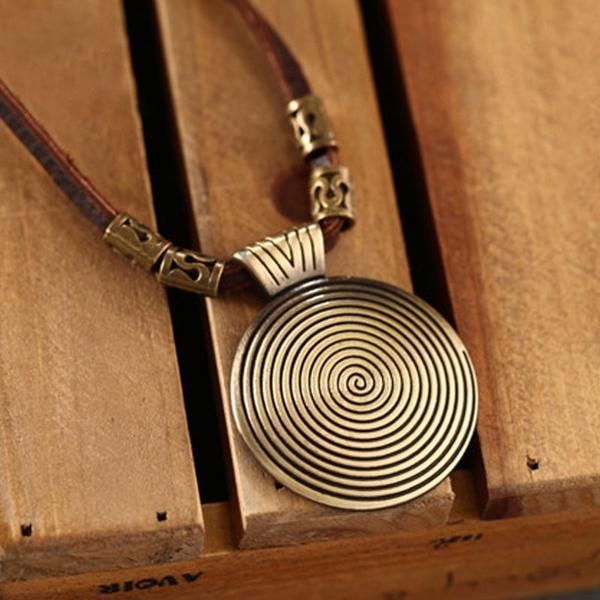 Retro Accessoires Leren Ketting Ronde Kettingen