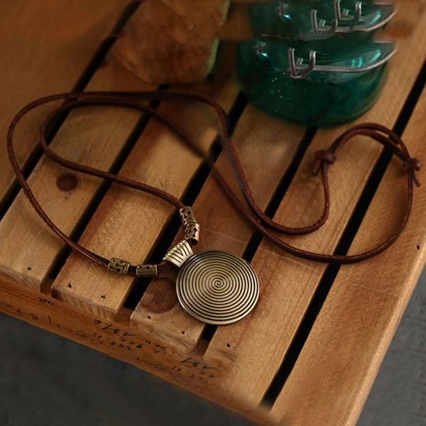 Retro Accessoires Leren Ketting Ronde Kettingen