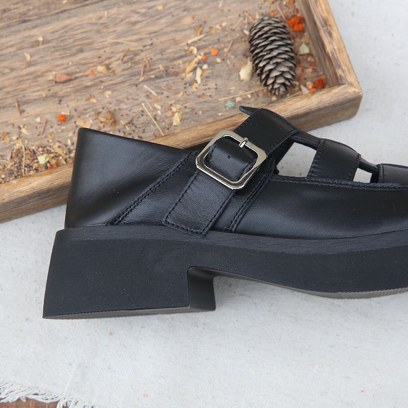 Dames Zomer Vintage Hollow Lederen Casual Sandalen