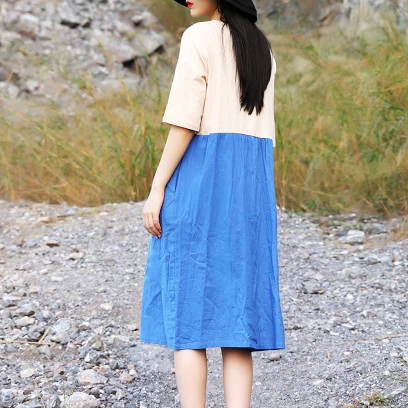 Zomer Vintage Jurk Met Korte Mouwen